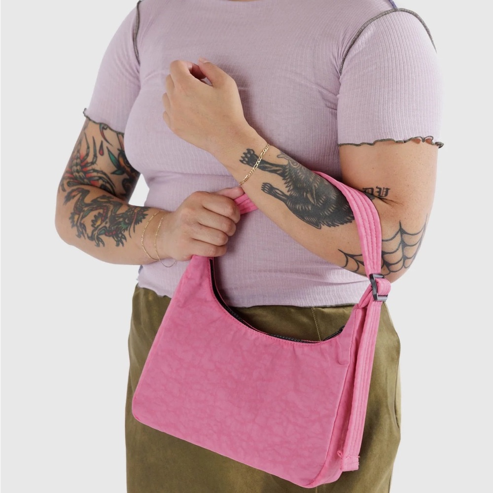 NWT BAGGU Mini Nylon Shoulder Bag - Azalea Pink - Picture 4 of 4